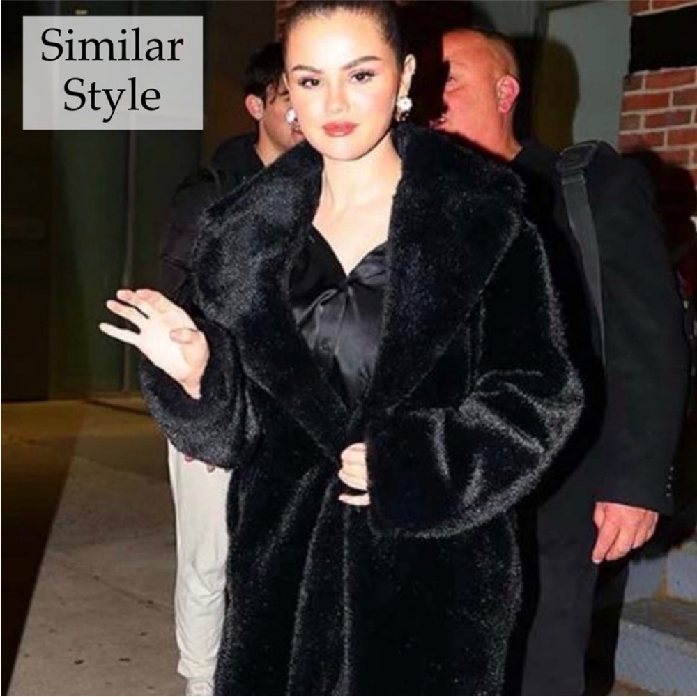 Zara faux fur coat, black, fluffy